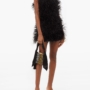 the-attico-black-Strapless-Ostrich-feather-Mini-Dress