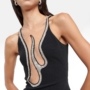 david-koma-black-Crystal-embellished-Midi-Dress